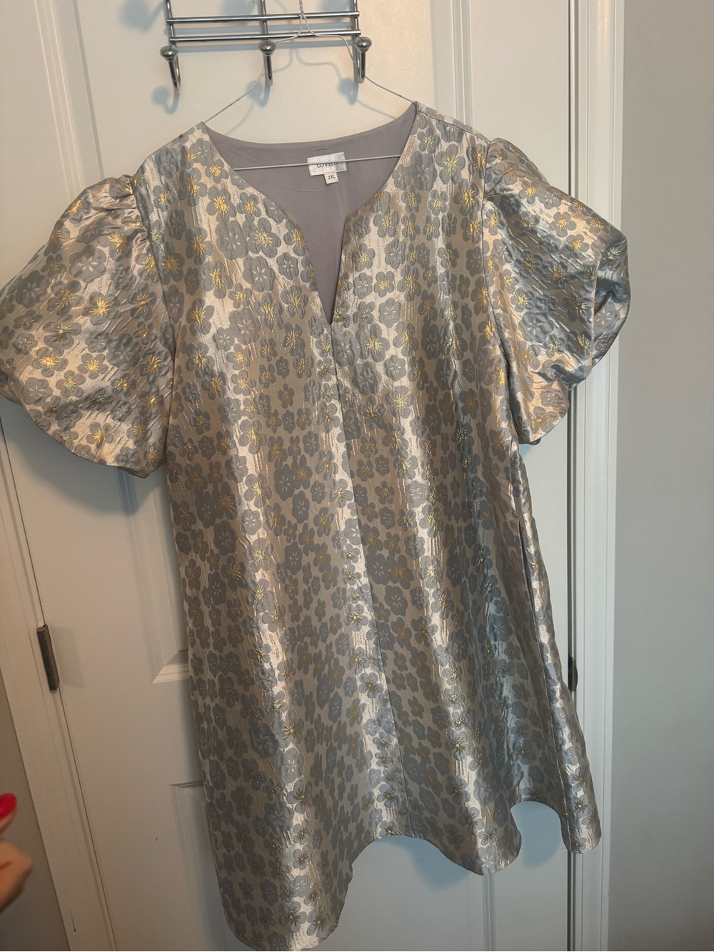 Love Silver and Gold Floral Asymmetrical Dress